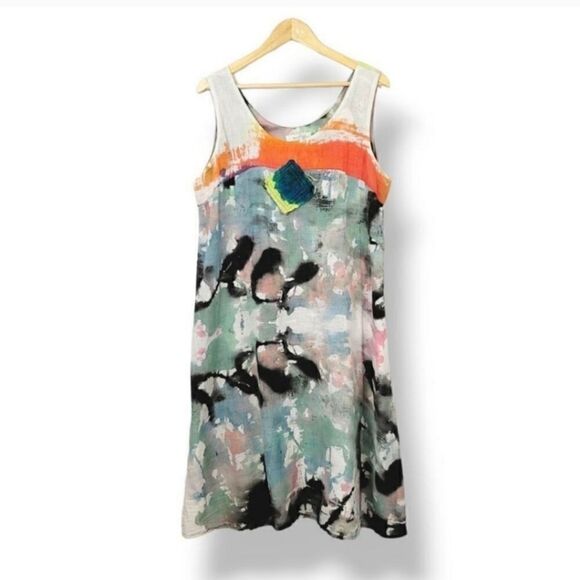 Sucesos Hand Painted One Of A Kind Painter's Palette Sleeveless Tank Dress OSFM - Picture 5 of 9